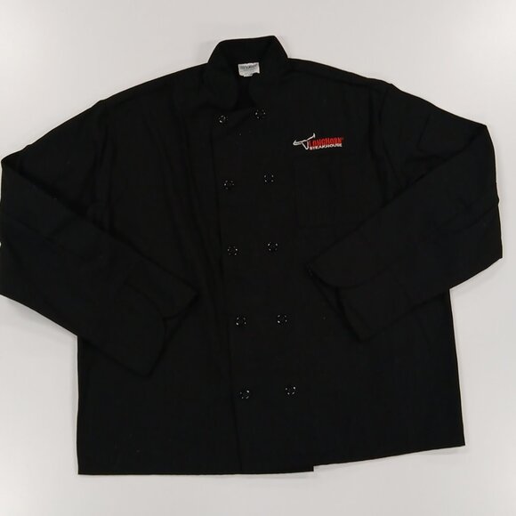 Longhorn Steakhouse Black Chef Coat Jacket Cook Employee Uniform Work 2XL NEW - Picture 2 of 7